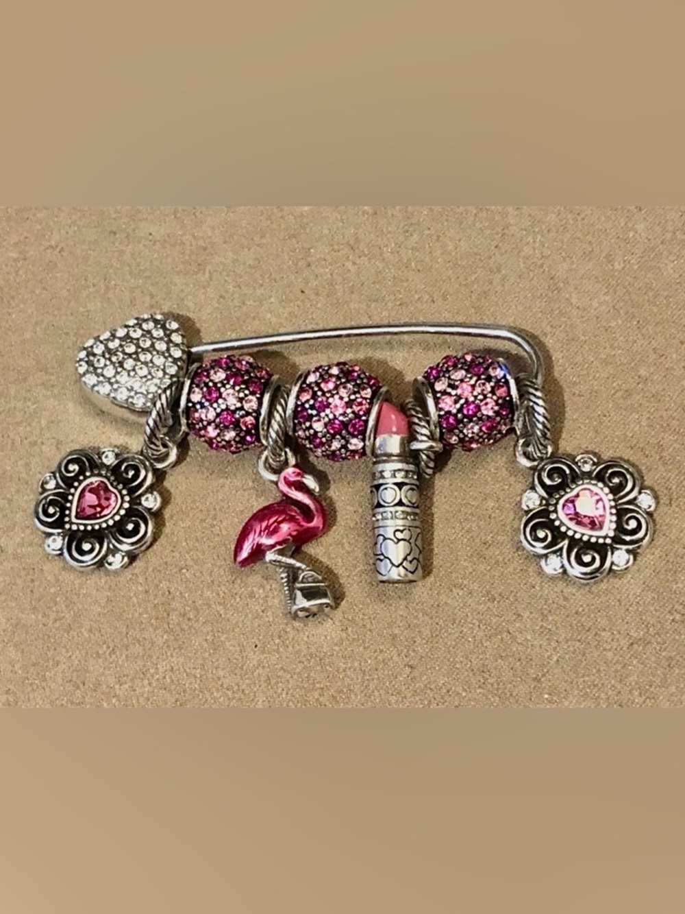 🆕 Brighton SWAK (sealed with a kiss) charm Pink lipstick Silver case Retired - Picture 5 of 5
